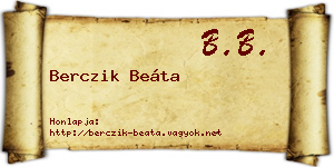 Berczik Beáta névjegykártya